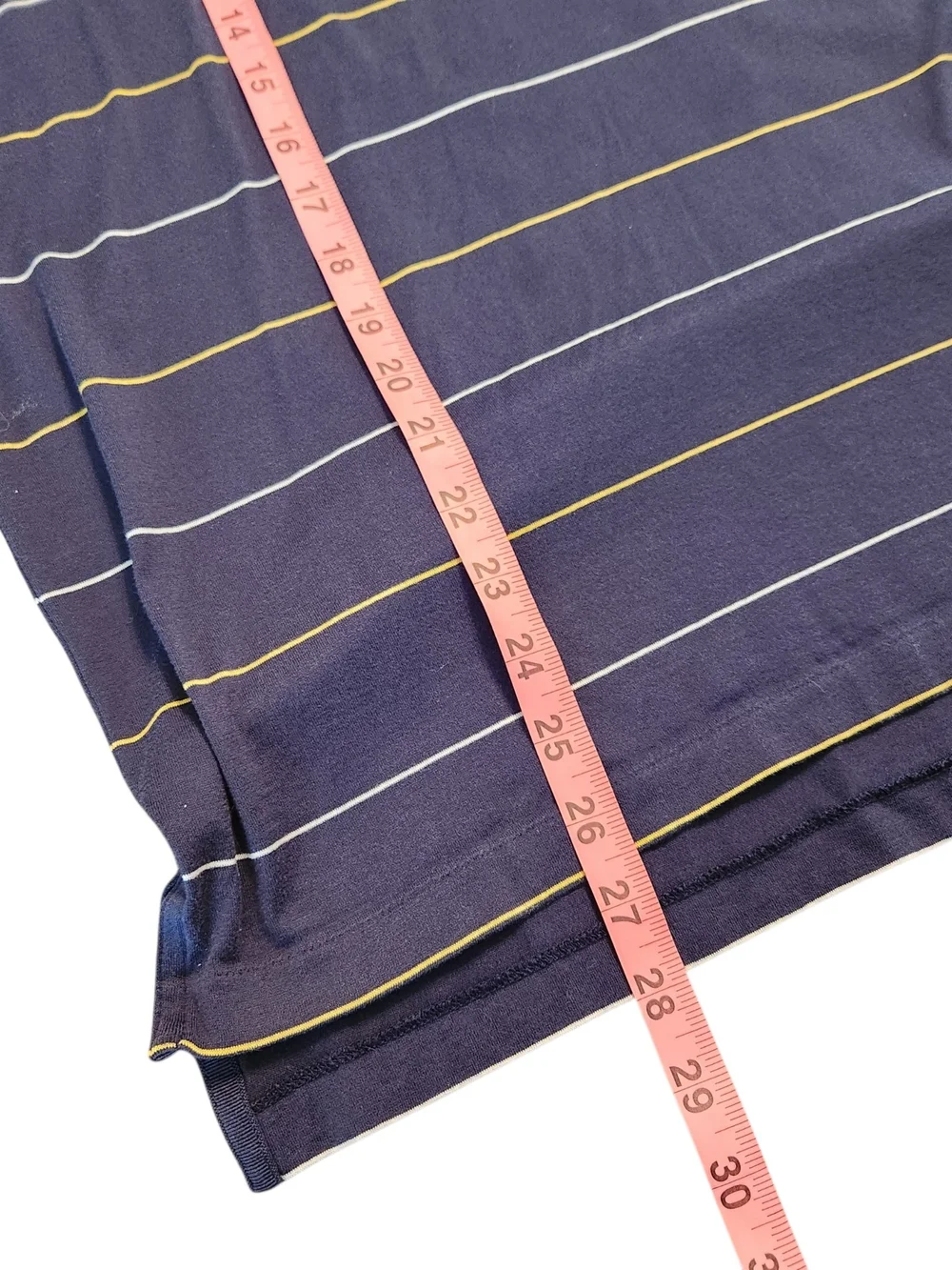 Polo by Ralph Lauren Men's Medium 100% Pima Cotton Navy Yellow Stripe Polo Shirt